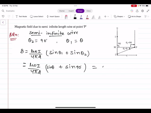 Magnetic field due to semi infinite length wire at point P #iit #jeemain #jeeadvanced #neet #jee2025