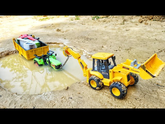 Fully loaded Tractor Stuck In Mud Pulling Out Jcb 5CX | Diy Tractor Stuck In Mud | Samim Creator