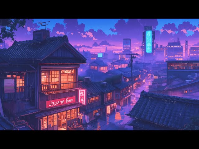 Nostalgic Lofi Hip Hop Beats 🎥 1980s & 90s Retro Vibes & Japanese Town Ambience 🌆 Lofi Rain Playlist