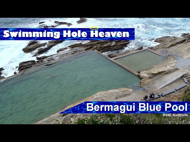 Swimming in the Bermagui Blue Pool in New South Wales at sunrise