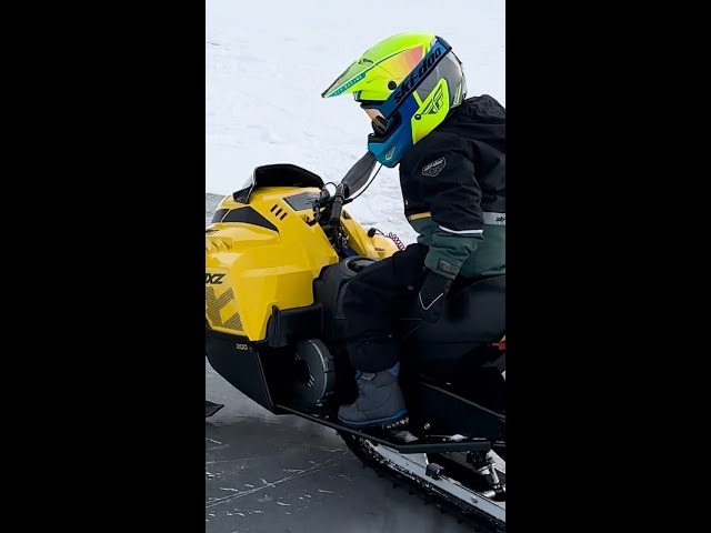 Kid learns to ride Ski-Doo MXZ Mini