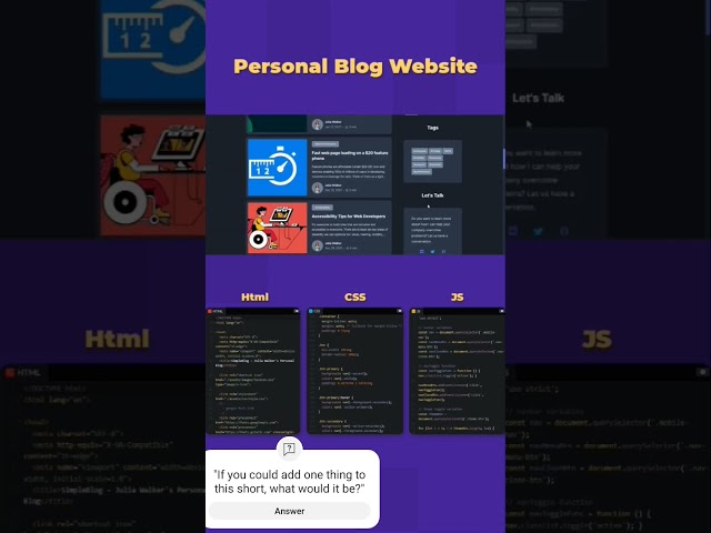 Personal Blog Page #shorts #blog #html #css #javascript