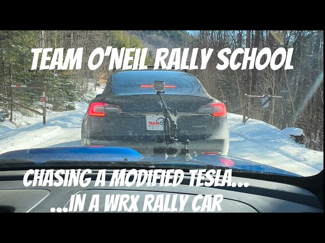 Chasing a modified Tesla on snow around Team O’Neil Rally School