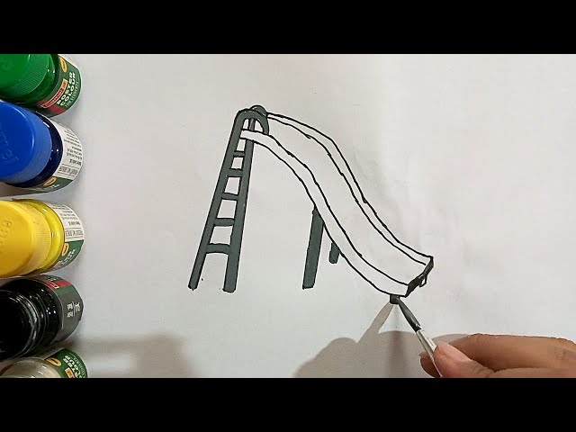 How to draw a playground with slide / Child park drawing / kids slide playground