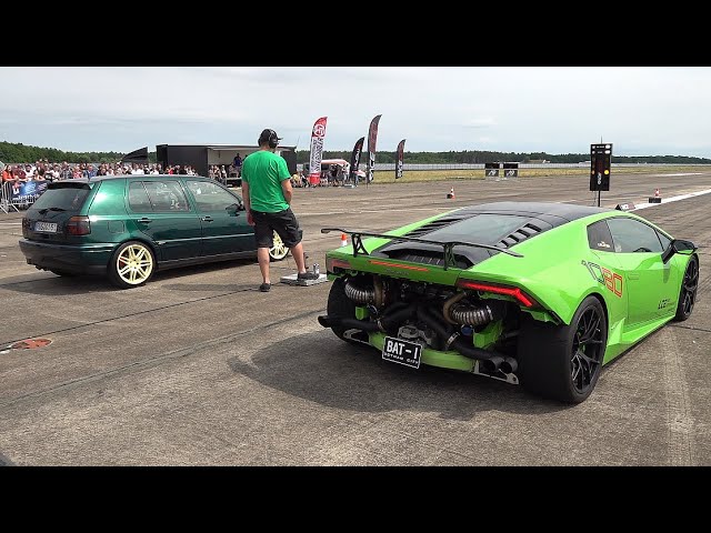 630HP VW GOLF 3 VR6 Turbo 4Motion vs 900HP Lamborghini Huracan Twin Turbo