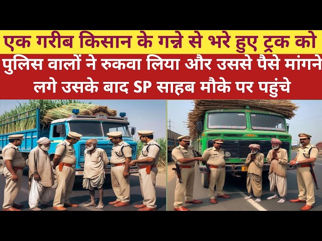 एक गरीब किसान क के गन्ने से भरे हुए ट्रक को पुलिस वालों ने रूकवाया और रिश्वत मांगने लगे/Crime news