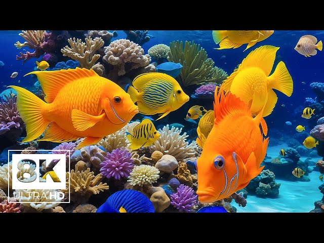 Underwater World 8K - Incredible Colorful Ocean Life With Relaxing Music, Marine Life