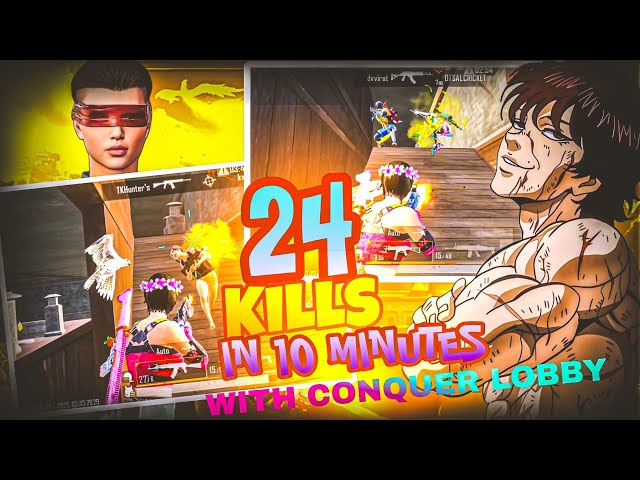 BGMI MAI 24 KILLS IN 10 MINUTES WITH CONQUER LOBBY ....!!!!! #bgmi #bgmiclutch #bakigaming5