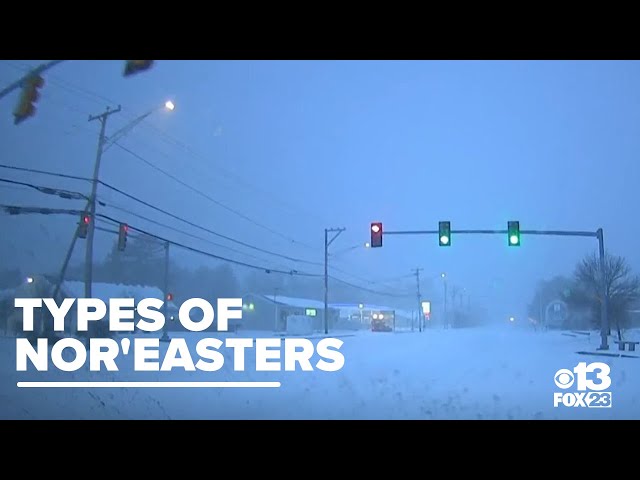 What are the differences between Miller type A and type B nor'easters?