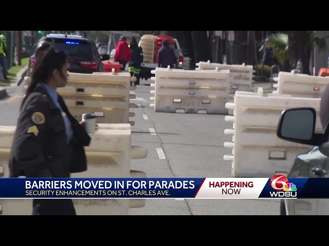 Barriers placed on Uptown parade route in New Orleans