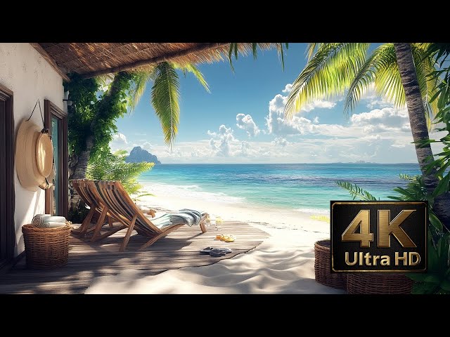 Tropical Beach Waves 4K | Relaxing Ocean Sounds | No Music Ambient Nature Scene