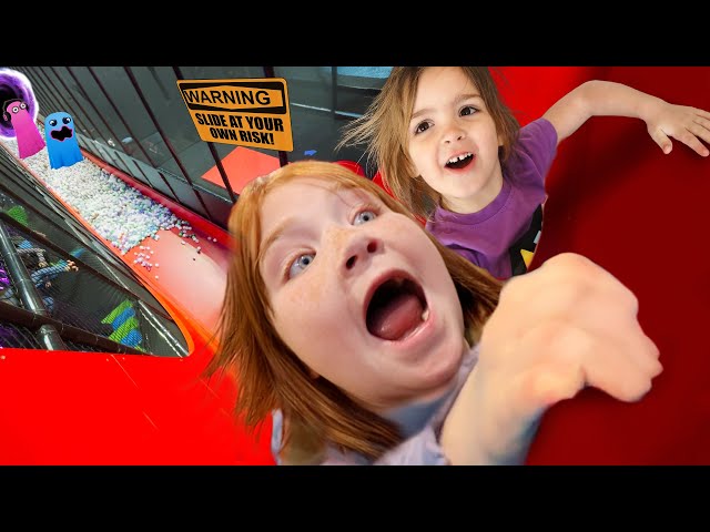 REALLY BiG SLiDE with Adley & Navey!!  Friends Day visiting Rainbow Ghosts & pirate island portal