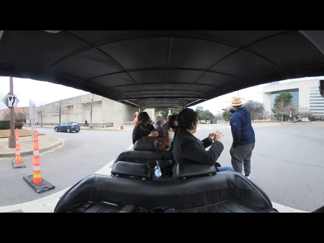 4k 360 view DallasCityTour at Pioneer Plaza Park with Guest