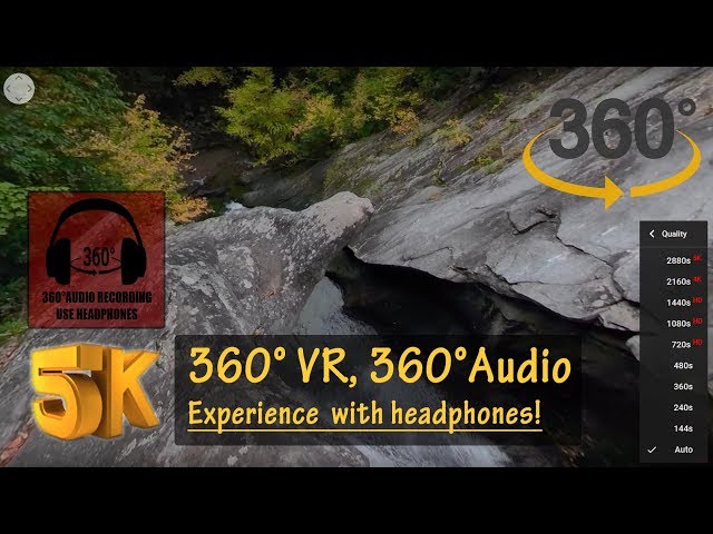 [5K 360°, 360° Audio] New England Autumn Waterfall, Immersive VR & ASMR