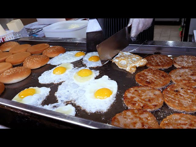 fried egg cheeseburger - korean street food