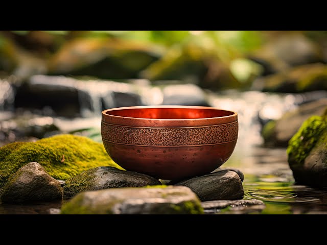 Tibetan Singing Bowls with Heavy Rain & Thunder | Calming Meditation & Sleep Music, No Talking