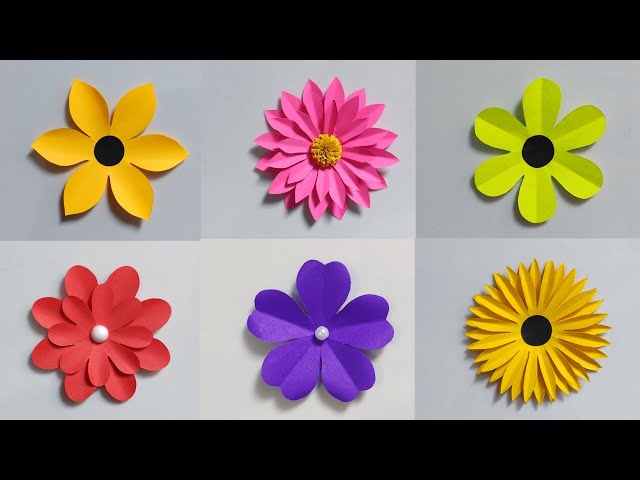 6 Easy Paper Flowers | Paper Flower Making | DIY Flower Craft