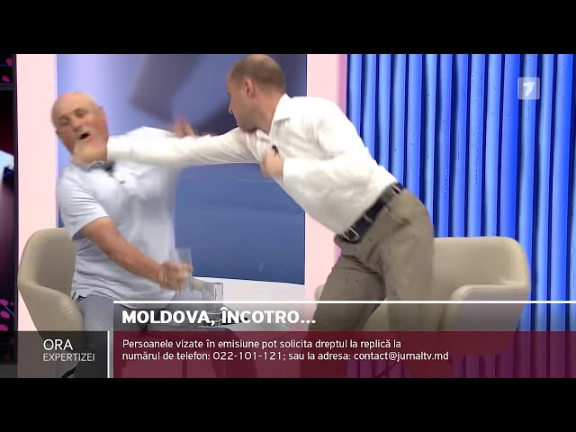 Bătaia în direct la Jurnal TV: Sergiu Tofilat l-a doborât pe Ghenadie Cosovan