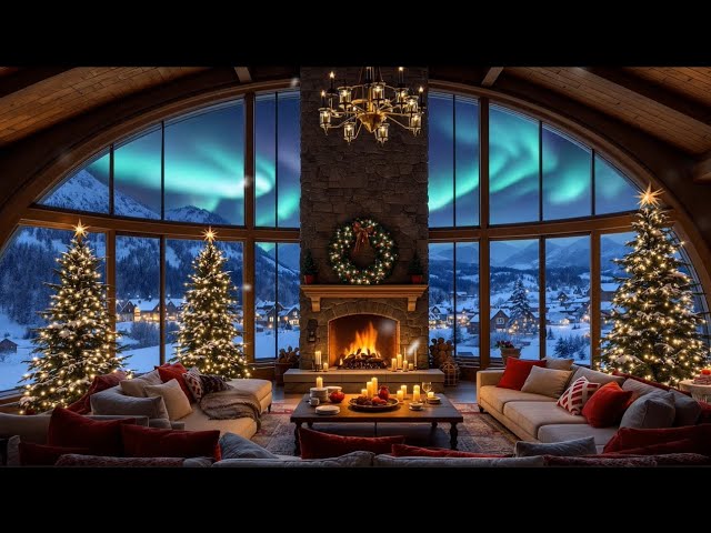 Winter Relaxing Chill Piano Music ❄️ Cozy Fireplace Crackling Sounds 🎹🔥