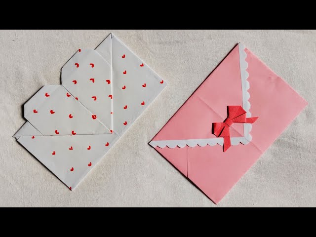 Envelope making with paper /DIY heart shaped envelope /cute origami envelope tutorial