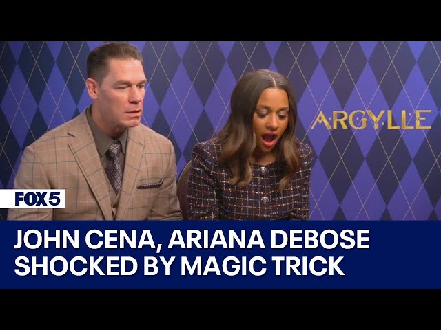 Reporter does magic trick for John Cena and Ariana Debose