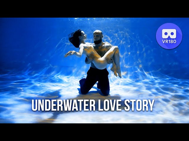 VR180 3D. Underwater love story photo session backstage