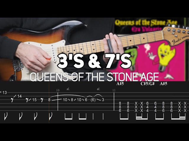 Queens Of The Stone Age - 3's & 7's (Guitar lesson with TAB) - STANDARD TUNING