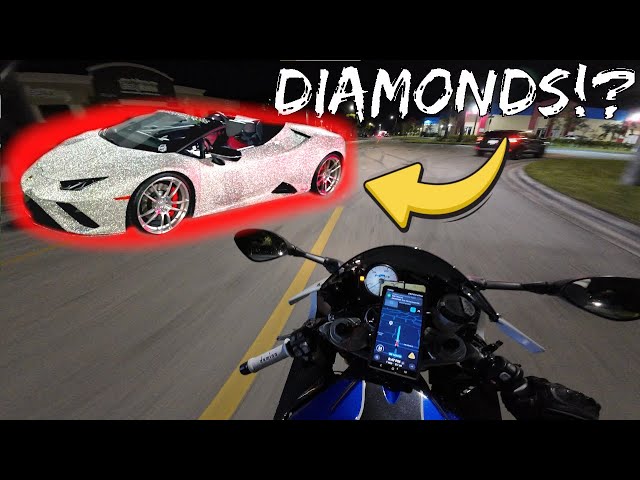 Lamborghini Covered in DIAMONDS! | Wednesday Ride to Miami Car Meet