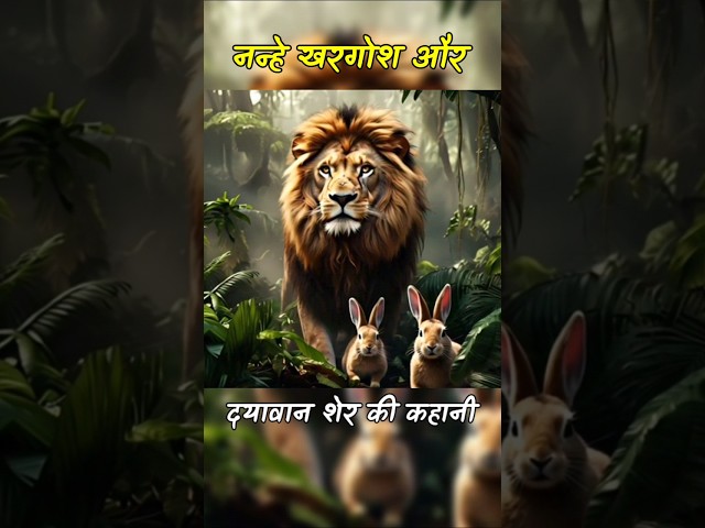 Lion saves the life of Rabbit's kid Ai Story #aistory #aishorts #animal #shortstory #viral #trending