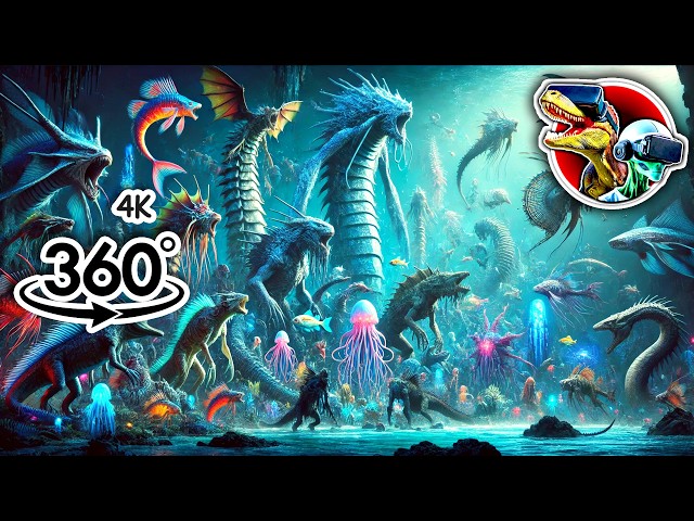 100 Scary Sea Monsters Size Comparison | 360 video 4K