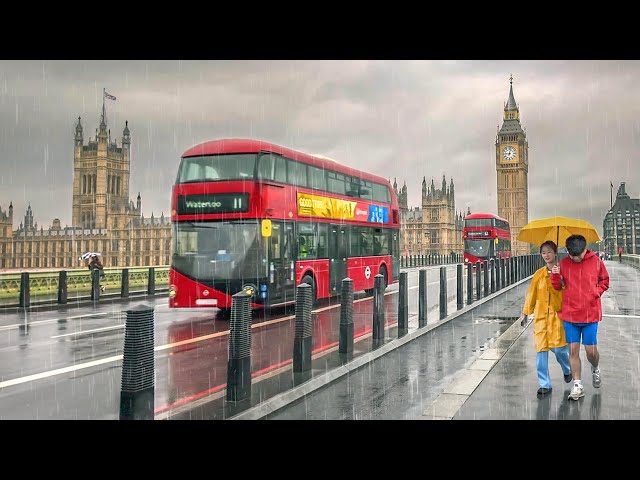 Tourists STILL Love this London Weather? Grey & Rainy Central London Walk - 4K HDR 60FPS