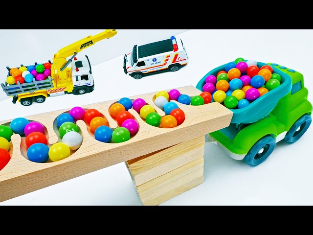 Marble Run Race ☆ HABA Slope & Retro Makita Truck, Garbage Truck Long Version #003