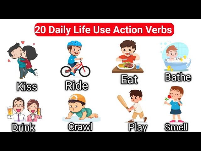 20 Daily life use Action verbs Vocabulary | 🔥 English Word with pictures and sentence