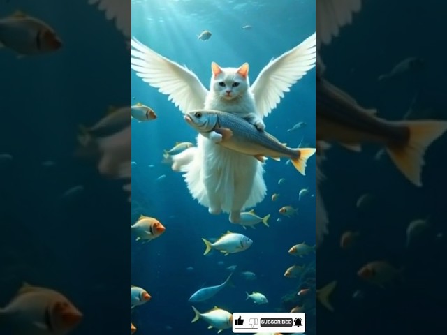 👉🙀মিঠি যখন পরি হয়ে মাছ ধরে ||"Cute Fairy Kitten Catches Fish & Cooks! | #cat #aicat #shorts