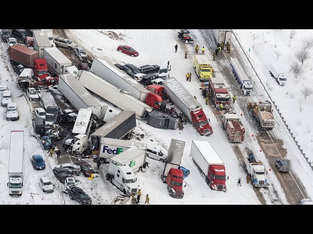 Brutal Chaos in Ontario Today! Snow Storm Causing Collision Pileup in Orillia