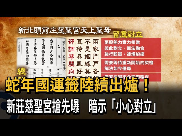 蛇年國運籤陸續出爐！　新莊慈聖宮搶先曝　暗示「小心對立」－民視新聞