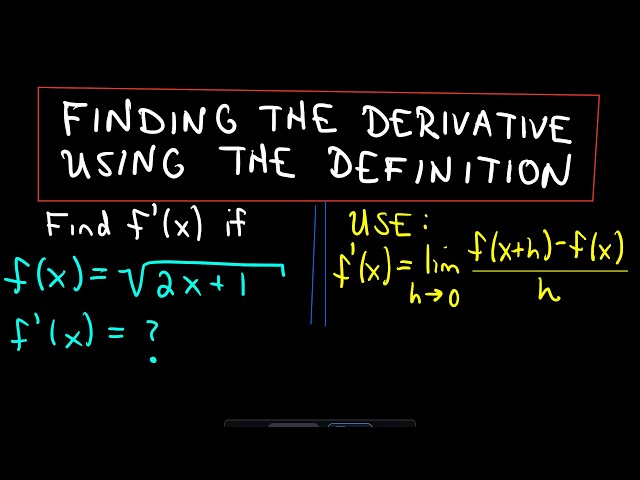 Finding the Derivative of a Square Root Function Using Definition of a Derivative