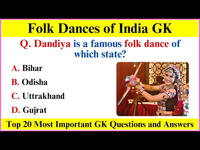 Folk Dances of India | Indian Art and Culture | Folk Dances of All States | GK Questions in English