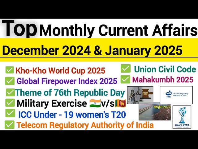 Current Affairs December & January MCQs || Important Current Affairs 2025 #gkstudy #currentaffairs