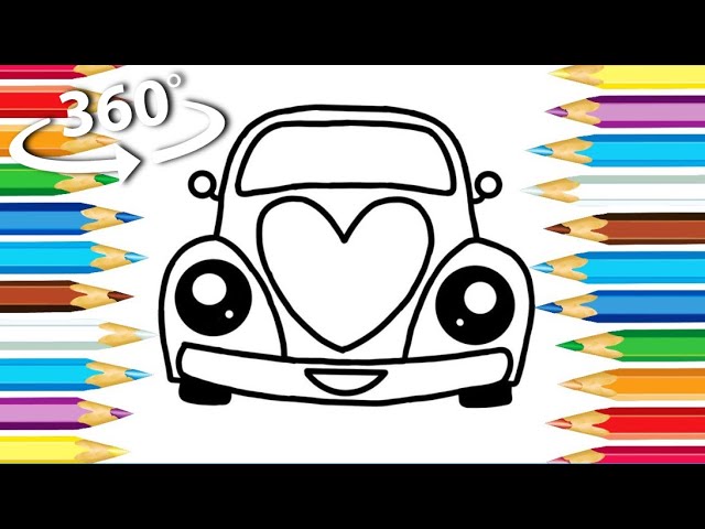 360 VR Video Cute Car Drawing and Coloring Turns Out!