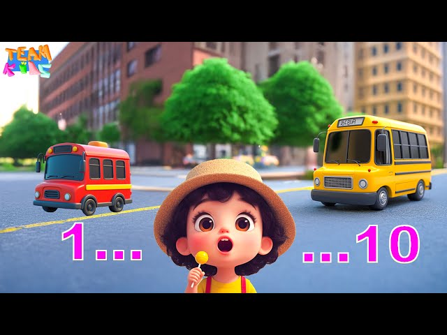 Ten Little Buses  | Team Up Kids Songs