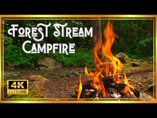 4K UHD Riverbank Campfire – 3 Hours of Crackling Fire and Relaxing Nature Sounds