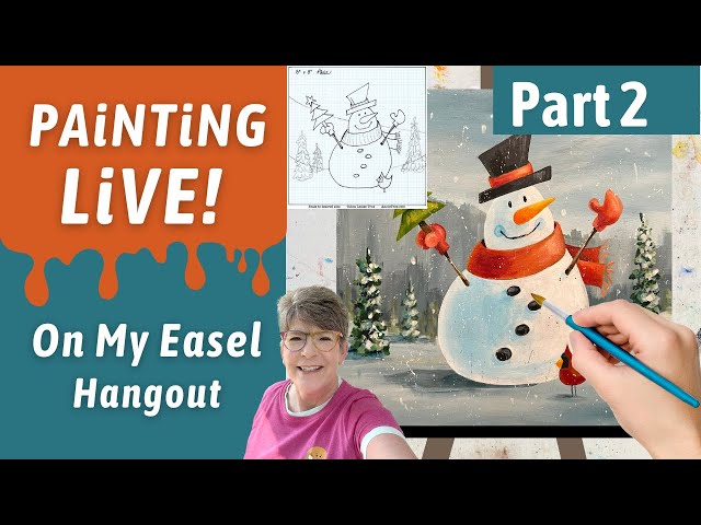 Easy Snowman & Trees, with Traceable Acrylic painting, in studio w/ Annie Troe - part 2