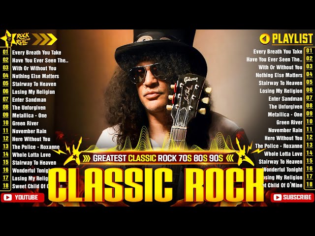 Best Classic Rock Songs 70s 80s 90s🔥Metallica, Aerosmith, Bon Jovi, Queen, AC/DC, U2, Guns N Roses