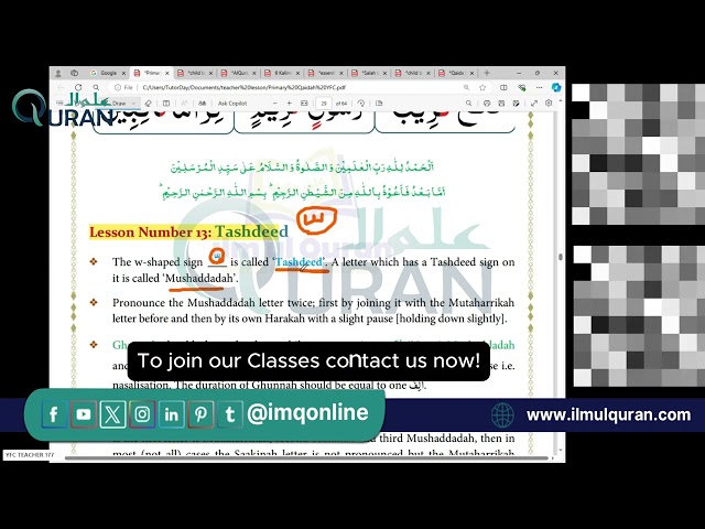 Here is our brilliant student learning about Tashdeed! ilmulQuran