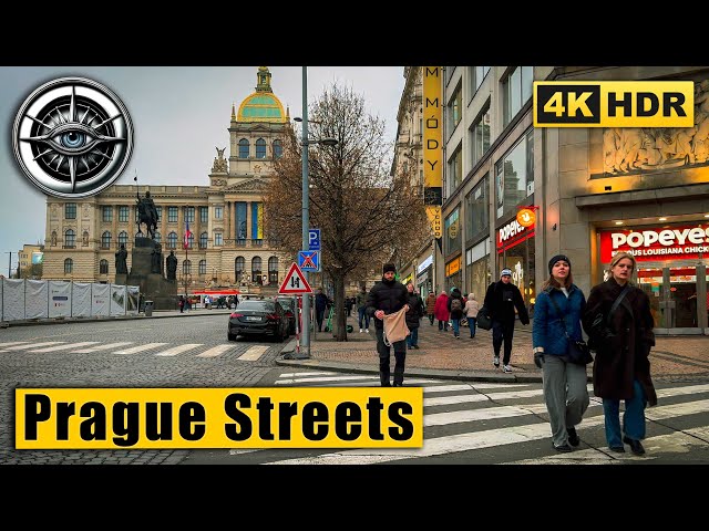 Prague Streets Walking Tour 🇨🇿 Czech Republic 4k HDR ASMR