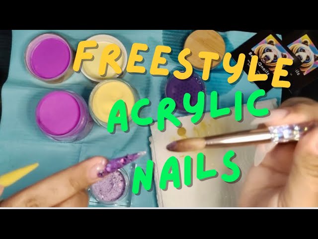 I Tried The Cutest Purple & Yellow Acrylic Nail Art