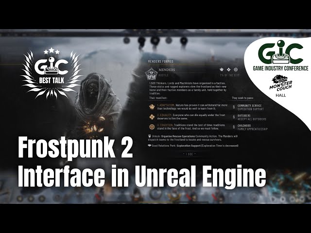 #BestTalkAward The UI must not fall  Frostpunk 2 interface in Unreal Engine - Krzysztof Taperek