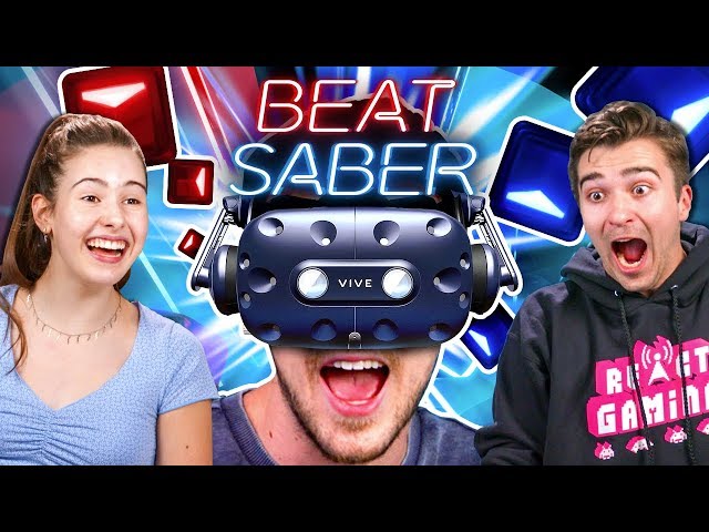 People Compete In A Beat Saber Challenge (VR180)