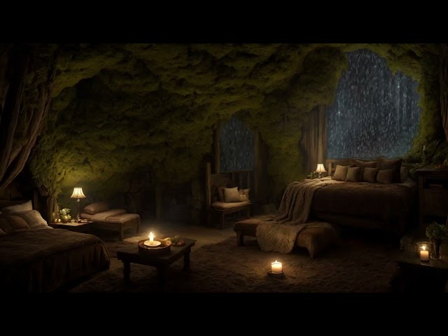 Sleep Instantly: Forest Cave Bedroom with Soothing Rain & Thunder